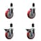 Service Caster 5'' Red Poly Wheel Swivel 1-1/2'' Expanding Stem Caster Set 2 Brakes, 4PK SCC-EX20S514-PPUB-RED-2-PLB-2-112 - alternate 1